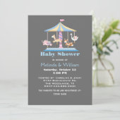 Invitation au Baby shower du carousel animal paste (Debout devant)