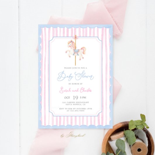 Invitation au Baby shower du carrousel
