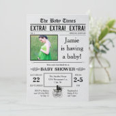 Invitation au Baby shower du journal Vintage (Debout devant)