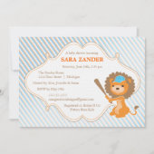 Invitation au Baby shower du lion de baseball (Devant)
