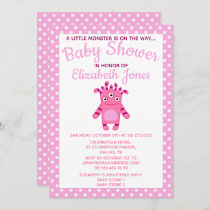 Invitation au Baby shower du petit monstre rose