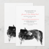 Invitation au Baby shower du poulal de cheval (Devant / Derrière)