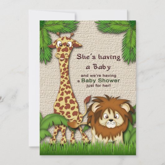 Invitation au Baby shower du Royaume animal (Devant)
