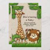 Invitation au Baby shower du Royaume animal (Devant / Derrière)