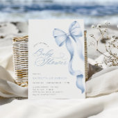 Invitation au Baby shower du ruban bleu