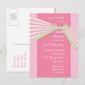 Invitation au Baby shower du ruban et des rayures (Devant / Derrière)