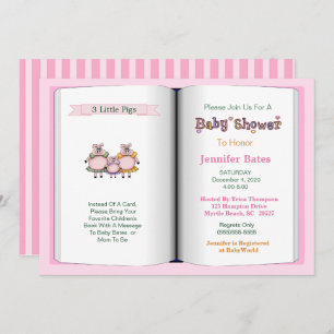 Invitation au Baby shower du thème du livre (Fille