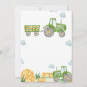 Invitation au Baby shower du Tracteur vert (Dos)