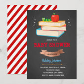Invitation au baby shower du ver de livre (Devant / Derrière)