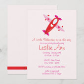 Invitation au Baby shower d'un avion de Valentine (Devant / Derrière)