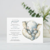 Invitation au Baby shower éléphant neutre pour le  (Debout devant)