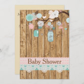 Invitation au Baby shower en bois rustique et dent (Devant / Derrière)