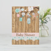 Invitation au Baby shower en bois rustique et dent (Debout devant)