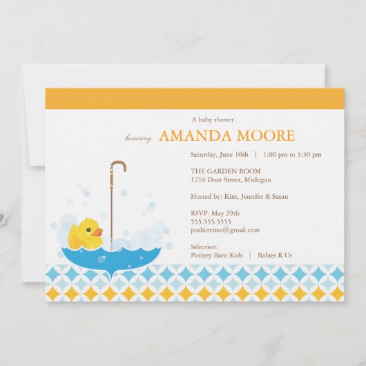 Invitation au Baby shower en caoutchouc (Devant)