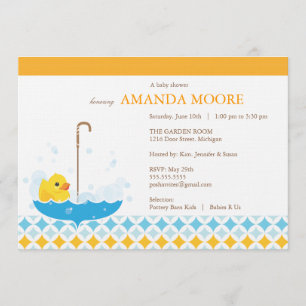 Invitation au Baby shower en caoutchouc