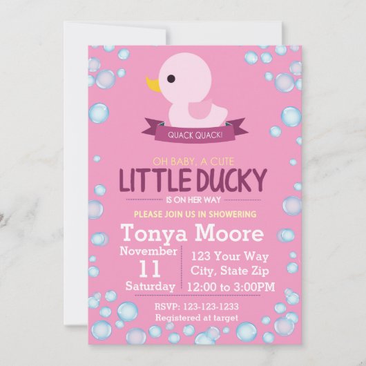 Invitation au Baby shower en caoutchouc (Devant)
