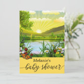 Invitation au Baby shower ensoleillé de printemps  (Debout devant)