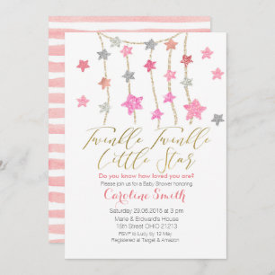 Invitation au Baby shower féminin Twinkle Stars