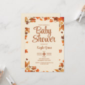 Invitation au Baby shower Feuille de l'érable d'au (Devant/Arrière en situation)
