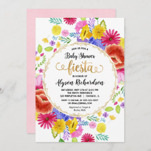 Invitation au baby shower fiesta, aquarelles flora
