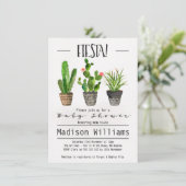 Invitation au Baby shower Fiesta Cactus (Debout devant)