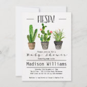 Invitation au Baby shower Fiesta Cactus (Devant)