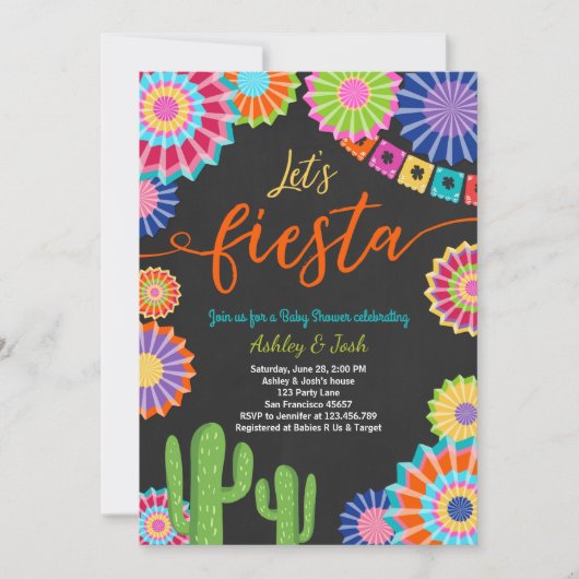 Invitation au Baby shower Fiesta des cactus mexica (Devant)