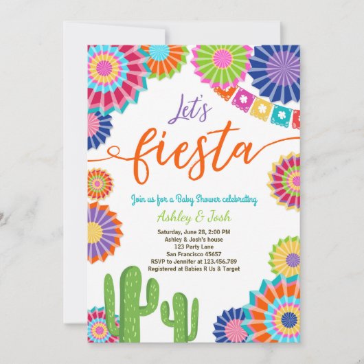 Invitation au Baby shower Fiesta des cactus mexica (Devant)