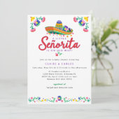 Invitation au Baby shower Fiesta - Floral Sombrero (Debout devant)