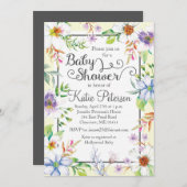 Invitation au Baby shower floral (Devant / Derrière)