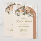 Invitation au Baby shower floral (Devant / Derrière)