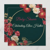 Invitation au Baby shower floral (Devant / Derrière)