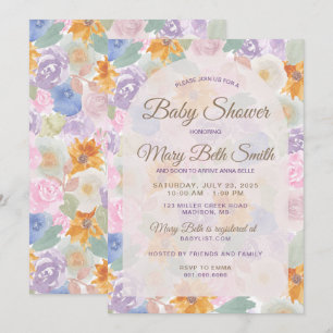 Invitation au Baby shower floral