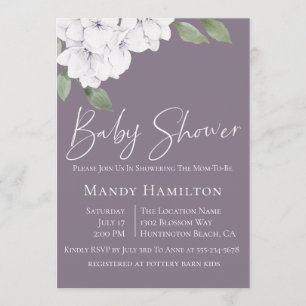 Invitation au Baby shower floral à la violette
