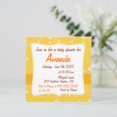 Invitation au Baby shower floral aux fleurs jaunes (Debout devant)