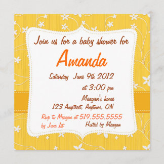 Invitation au Baby shower floral aux fleurs jaunes