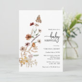 Invitation au Baby shower floral blanc (Debout devant)