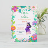 Invitation au Baby shower floral coloré (Debout devant)