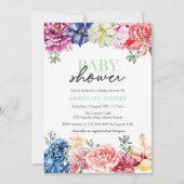 Invitation au Baby shower floral coloré (Devant)