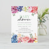Invitation au Baby shower floral coloré (Debout devant)