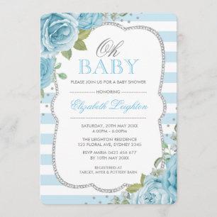 Invitation au Baby shower floral d'argent d'un ble