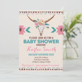 Invitation au Baby shower floral de Boho tribal (Debout devant)