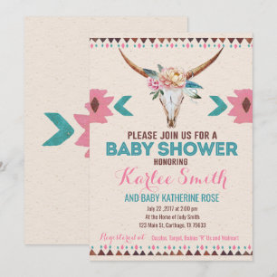Invitation au Baby shower floral de Boho tribal
