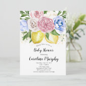 Invitation au Baby shower floral de citron Neutre  (Debout devant)