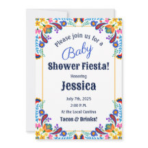 Invitation au Baby shower Floral de Fiesta mexicai