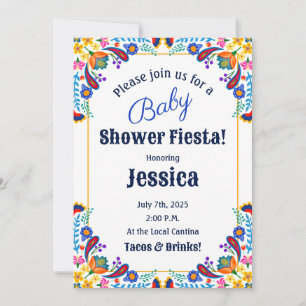 Invitation au Baby shower Floral de Fiesta mexicai