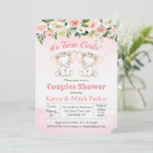 Invitation au Baby shower floral de l'éléphant TWI (Debout devant)