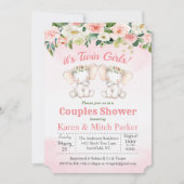 Invitation au Baby shower floral de l'éléphant TWI (Devant)