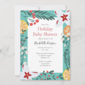 Invitation au Baby shower floral de Noël (Devant)