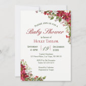 Invitation au Baby shower floral de Noël (Devant)